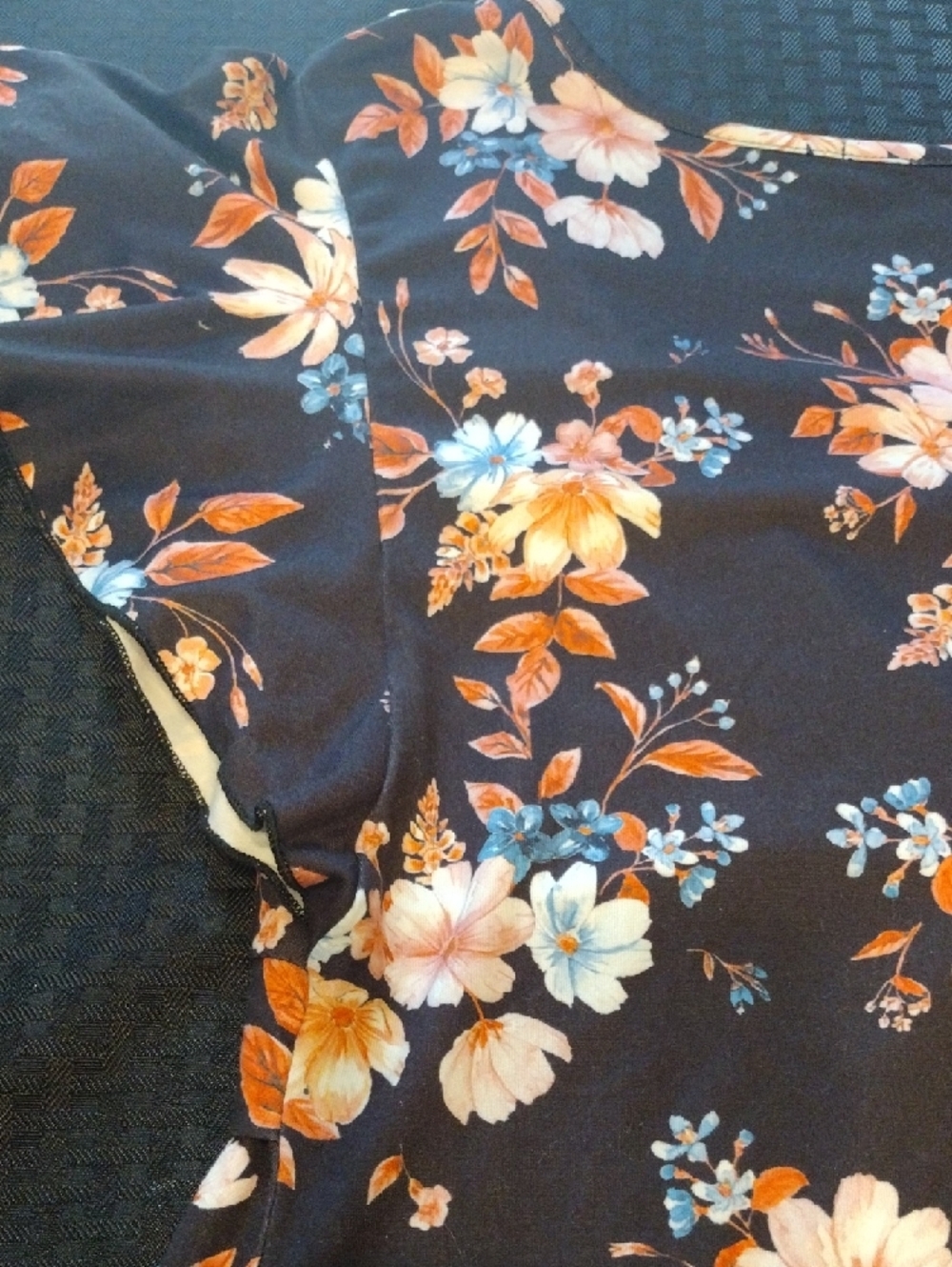 Floral Wrap-Front Blouse in Black and Orange - Picture 10 of 13